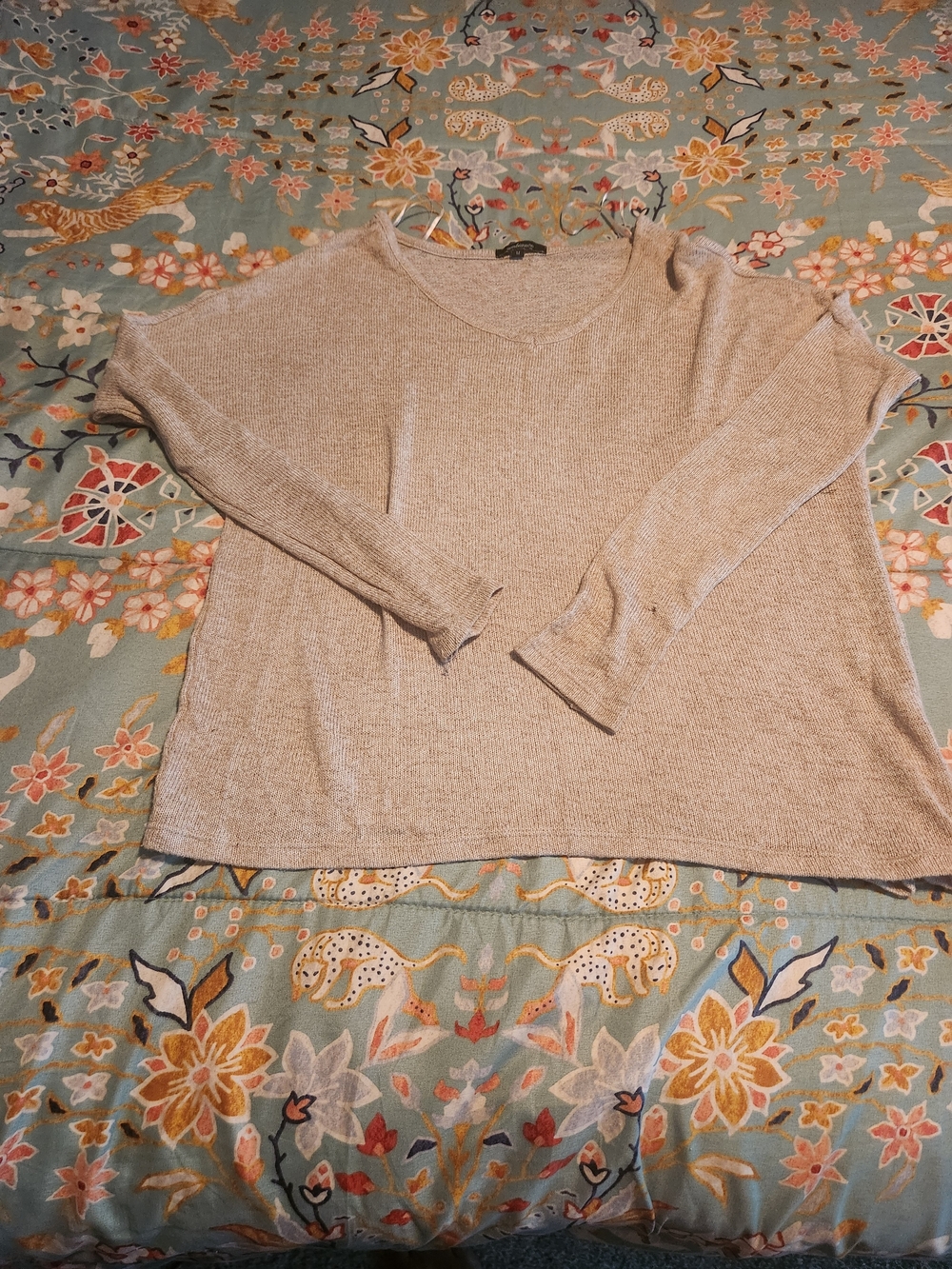 Light Beige Women's Knit Long-Sleeve Top